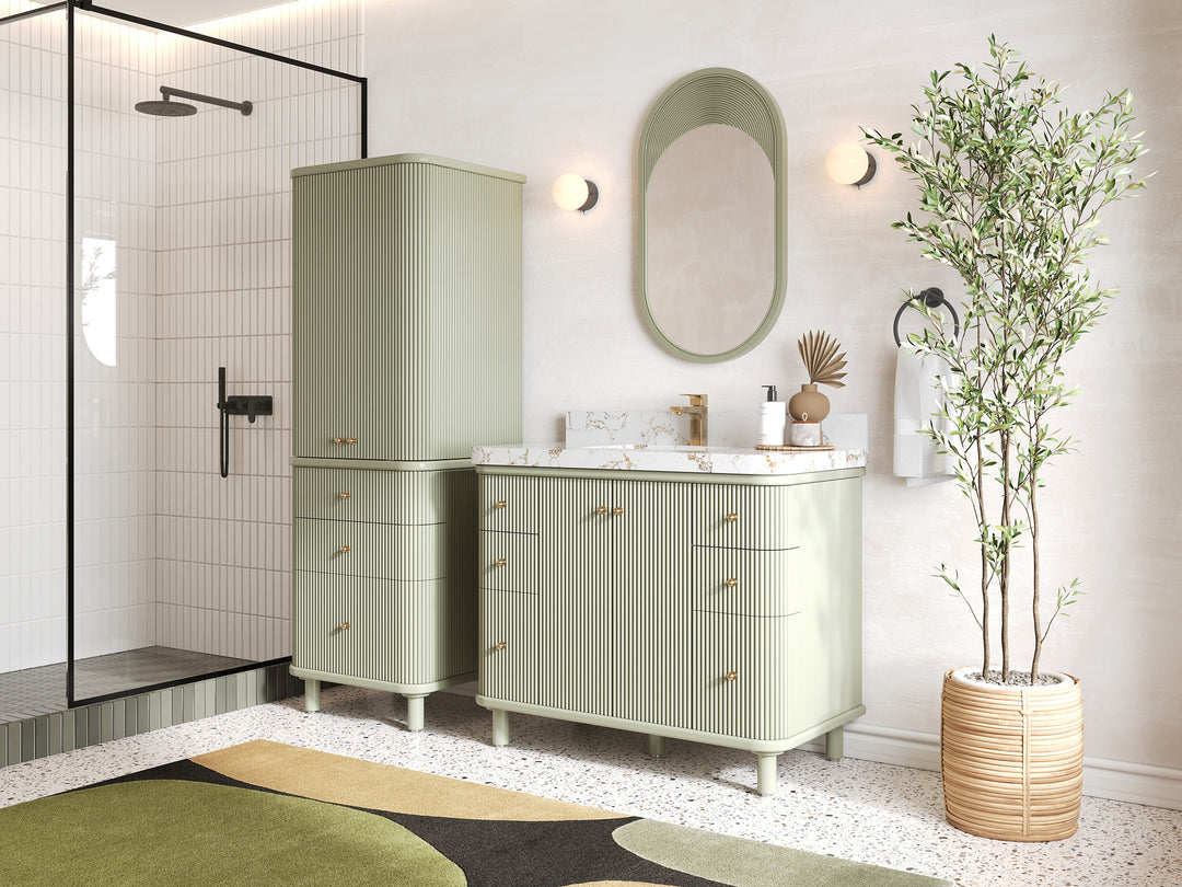 Miami 42 in. W x 22 in. D Single Sink Bathroom Vanity in Evergreen with Countertop - Side View