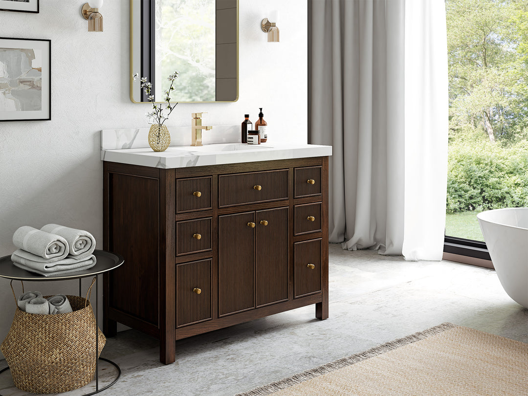 Sonoma Teak Wood 42 in. W x 22 in. D Single Sink Bathroom Vanity