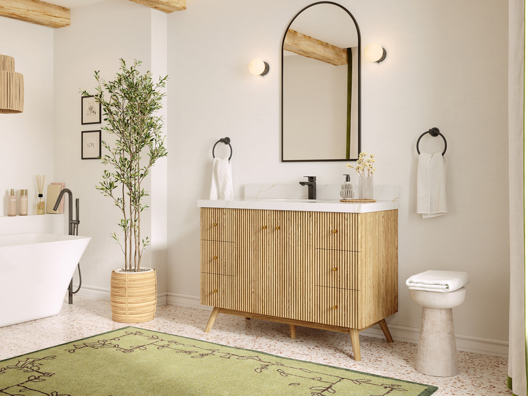Pasadena White Oak 48 in. W x 22 in. D Single Sink Bathroom Vanity