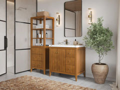 Atlanta Teak Wood 36 in. W x 22 in. D Left Offset Sink Bathroom Vanity - photo 2