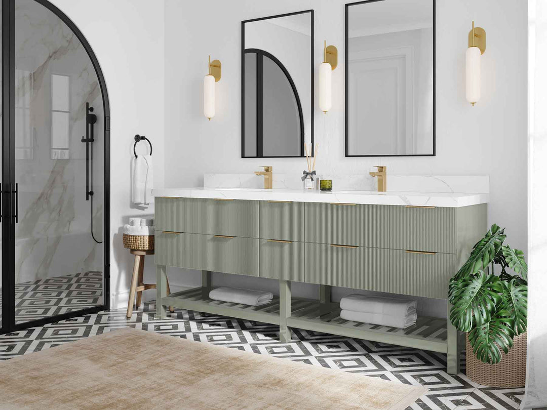 Catalina 84 in W x 22 in D Free Standing Reeded Double Sink Bathroom Vanity