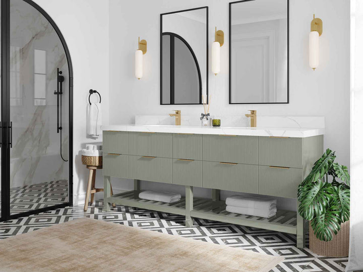 Catalina 84 in W x 22 in D Free Standing Reeded Double Sink Bathroom Vanity - photo 2