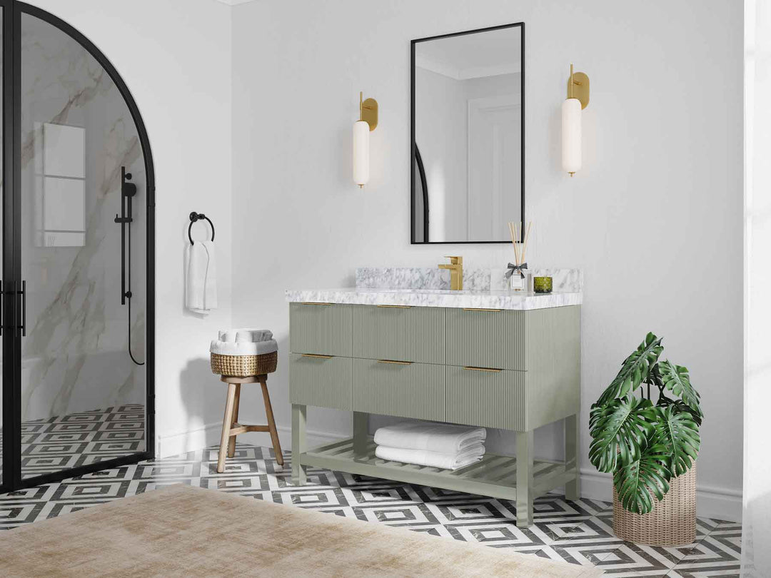 Catalina 48 in W x 22 in D Free Standing Reeded Single Sink Bathroom Vanity
