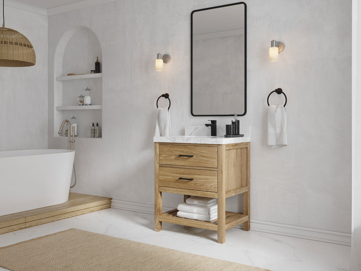 Parker Teak Wood 30 in. W x 22 in. D Single Sink Bathroom Vanity - photo 2