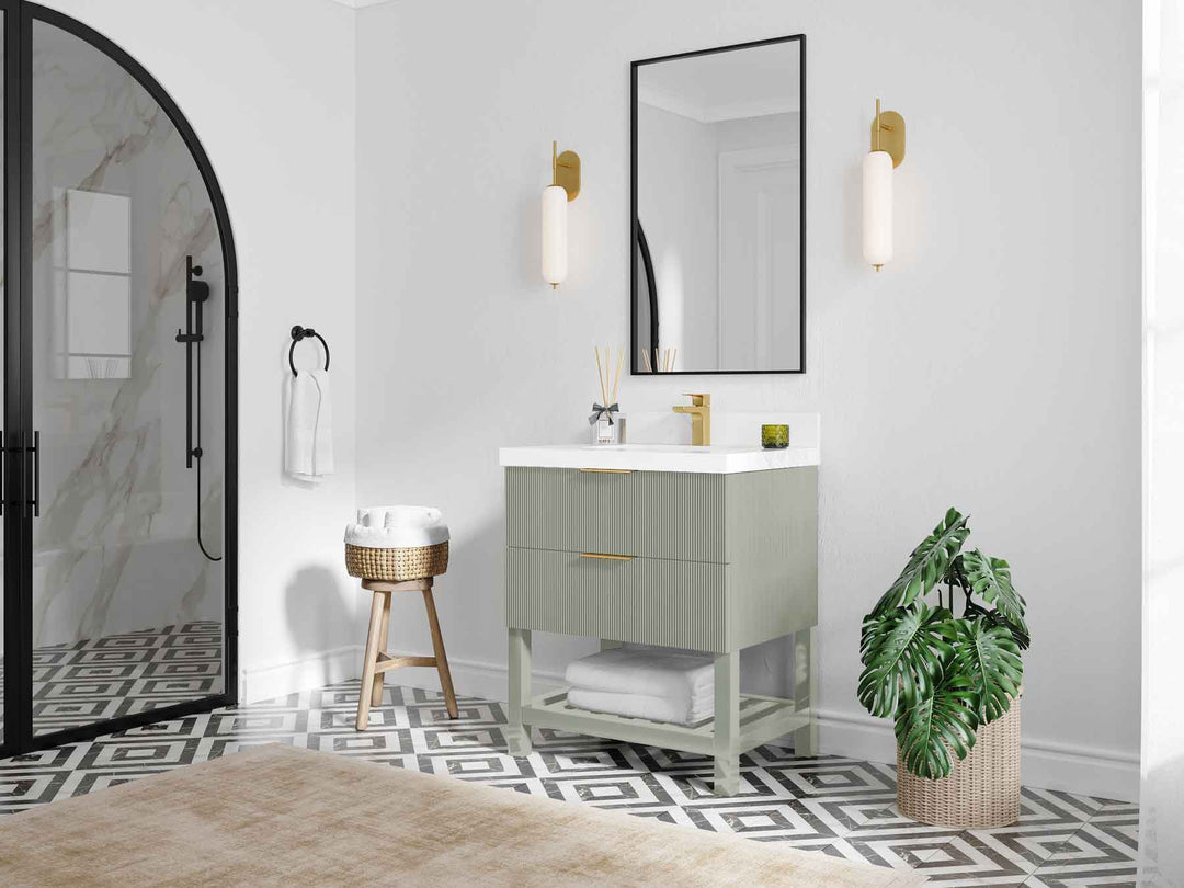 Catalina 30 in W x 22 in D Free Standing Reeded Single Sink Bathroom Vanity