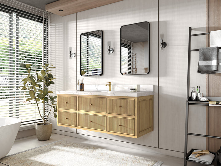 Sonoma Floating Teak 60 in. W x 22 in. D Single Sink Bathroom Vanity - photo 2