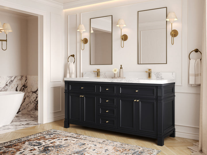 Paris 72 in. W x 22 in. D Double Sink Bathroom Vanity - photo 2