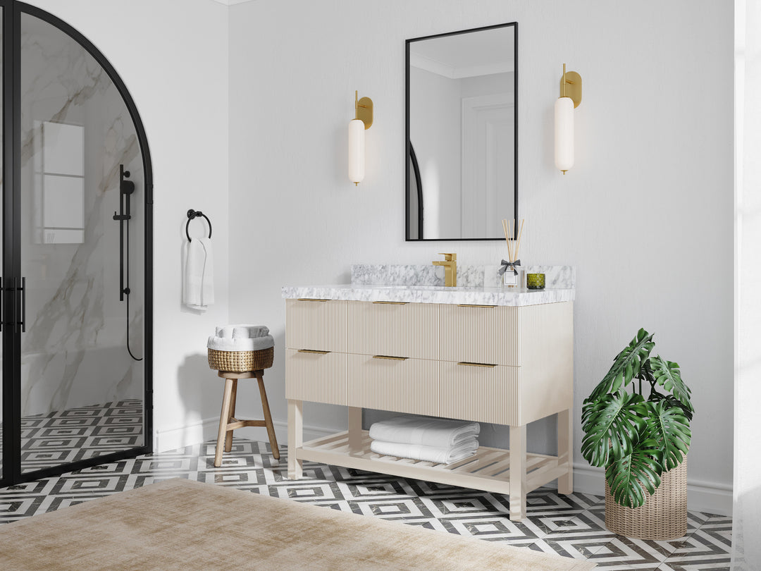 Catalina 48 in. W x 22 in. D Single Sink Bathroom Vanity in Fine Grain with Countertop - Side View