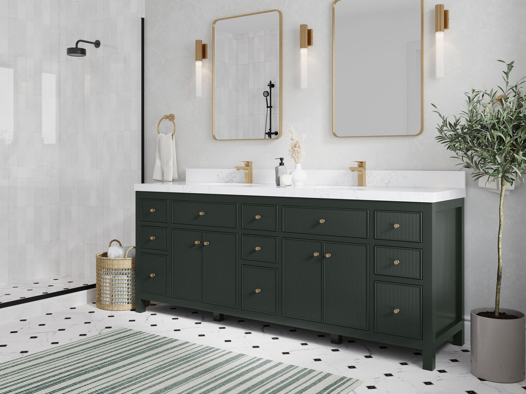Sonoma 84 in W x 22 in D Free Standing Reeded Double Sink Bathroom Vanity
