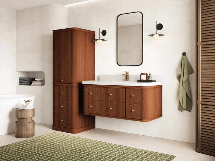 Hampton Floating Teak 48 in. W x 22 in. D Single Sink Bathroom Vanity (Dark Natural) - photo 2
