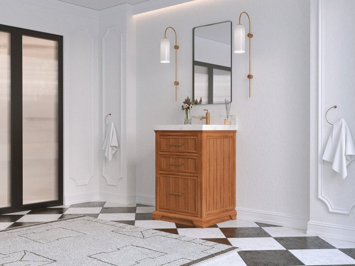 Alys Teak Wood 24 in. W x 22 in. D Single Sink Bathroom Vanity - photo 3