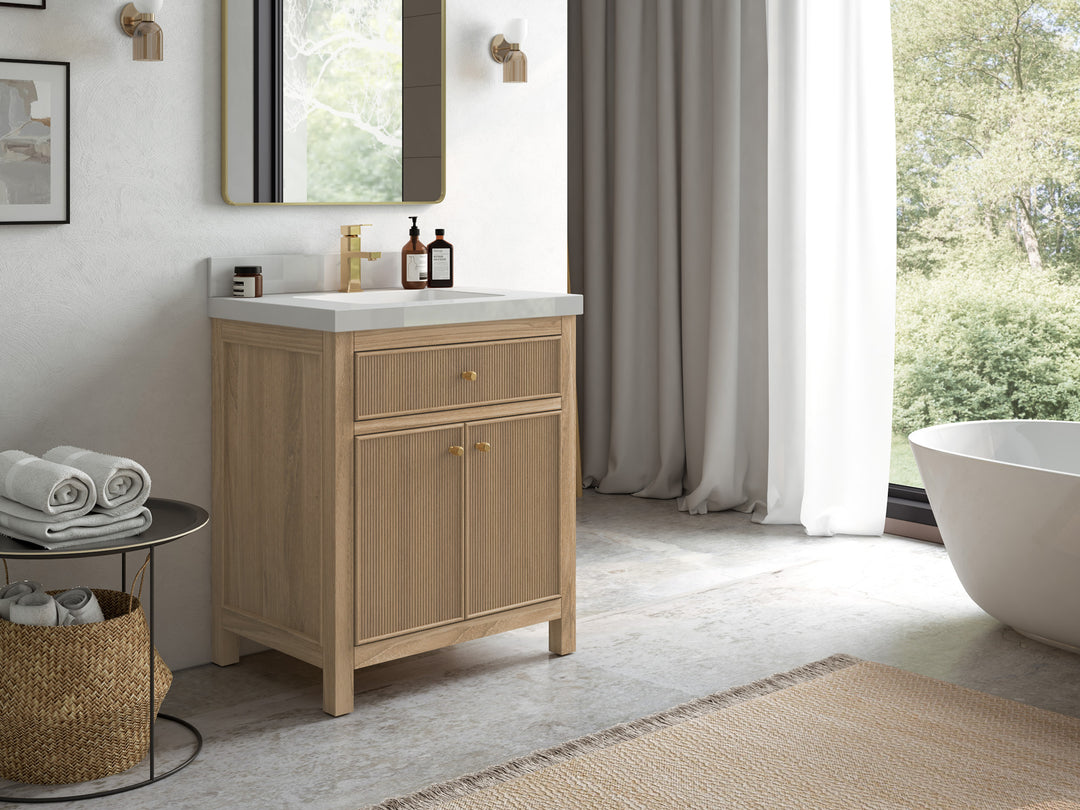 Sonoma Teak Wood 30 in. W x 22 in. D Single Sink Bathroom Vanity