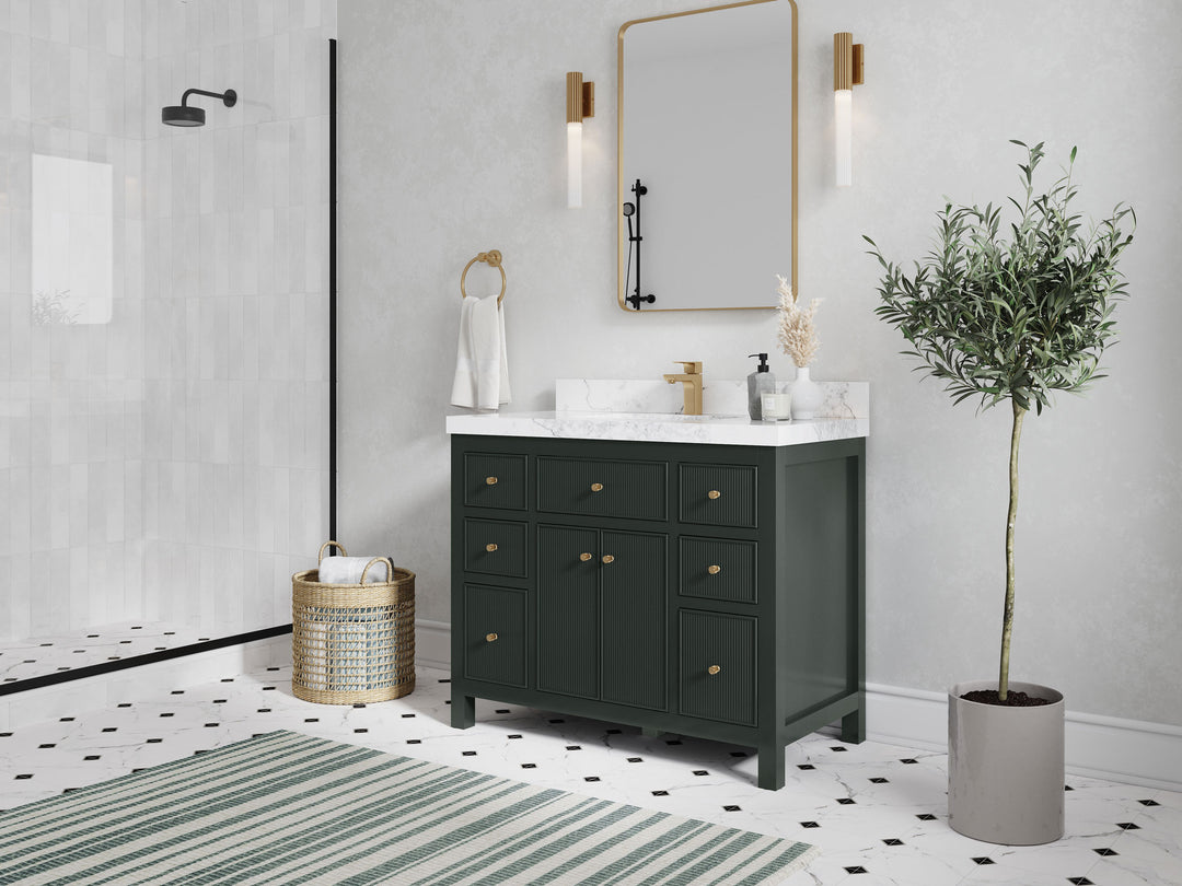 Sonoma 42 in. W x 22 in. D Single Sink Bathroom Vanity in Dark Forest Green with countertop - Side View
