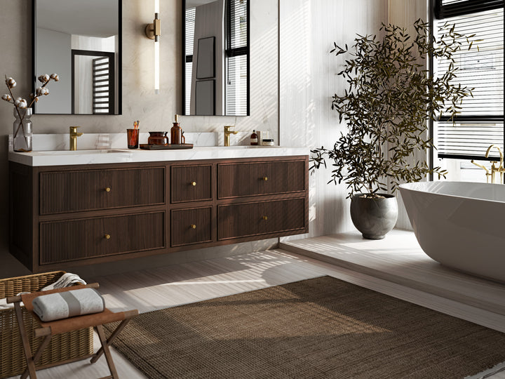 Sonoma Floating Teak 72 in. W x 22 in. D Double Sink Bathroom Vanity - photo 2