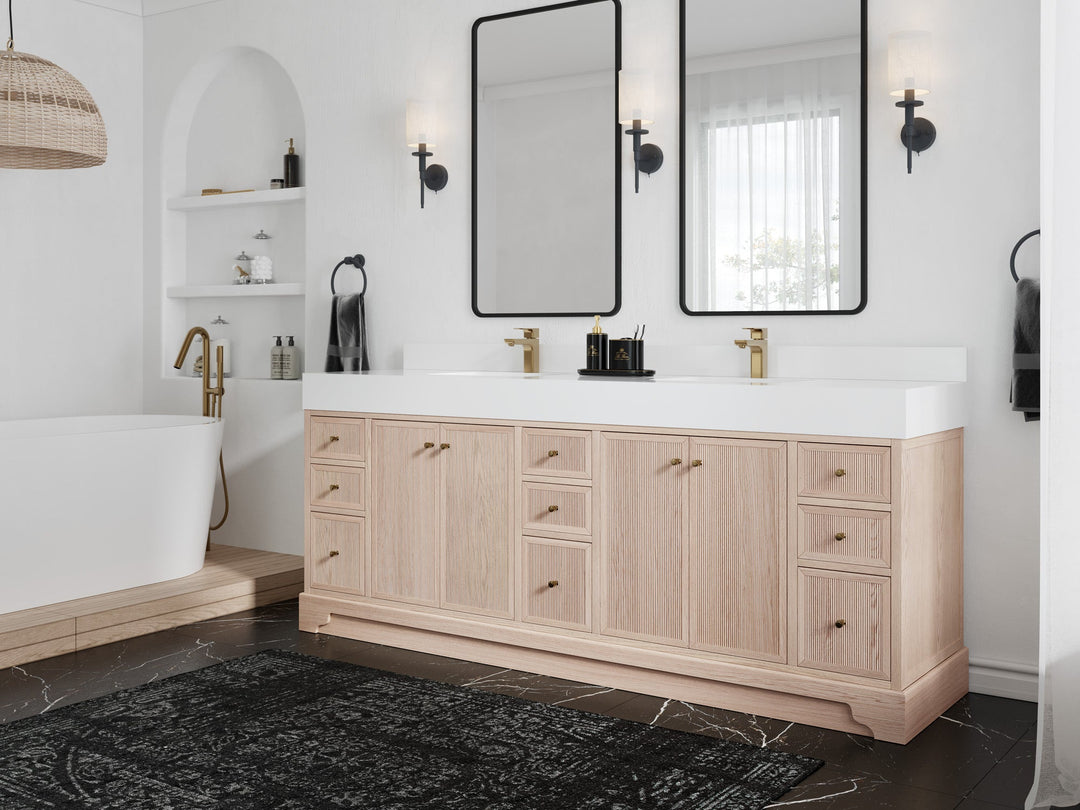 Manhattan White Oak 84 in. W x 22 in. D Double Sink Bathroom Vanity