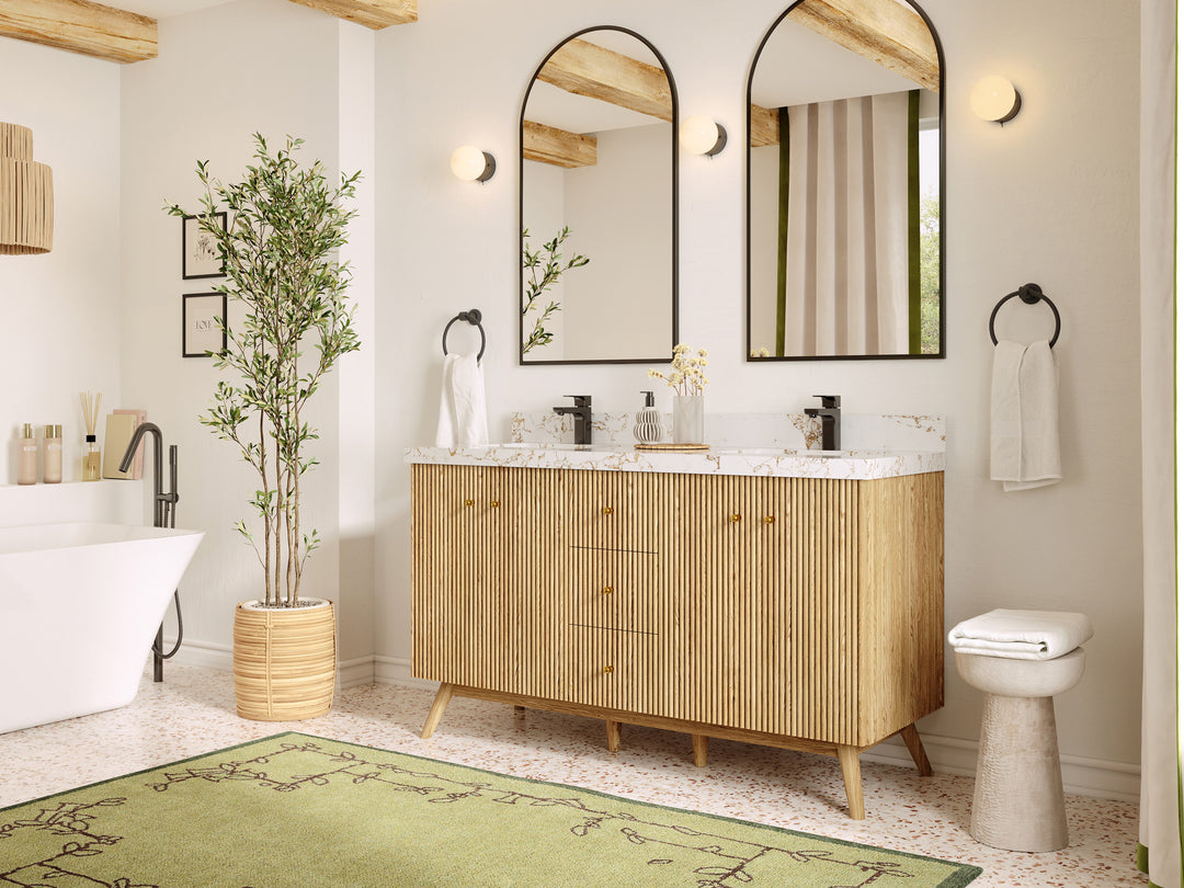 Pasadena White Oak 60 in. W x 22 in. D Double Sink Bathroom Vanity