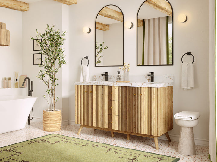 Pasadena White Oak 60 in. W x 22 in. D Double Sink Bathroom Vanity - photo 2