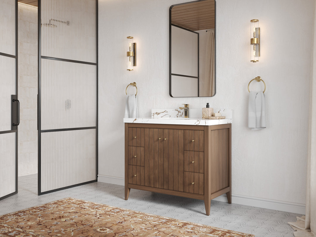 Atlanta Teak Wood 42 in. W x 22 in. D Single Sink Bathroom Vanity
