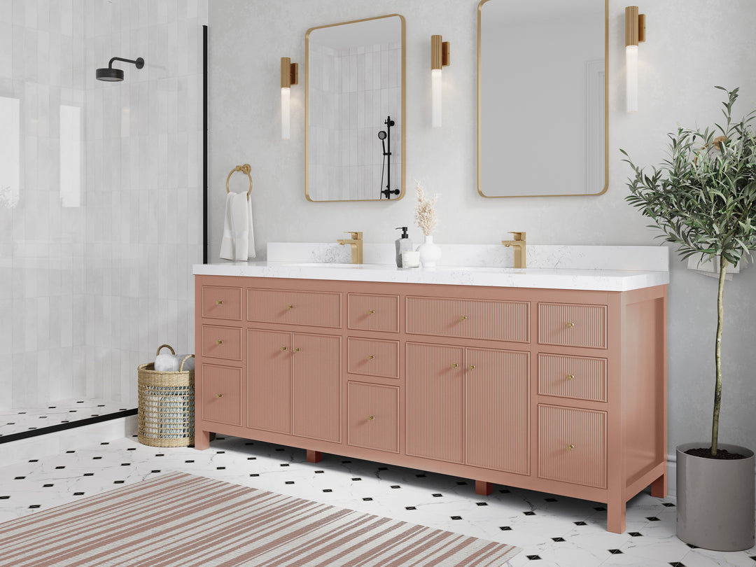 Sonoma 84 in W x 22 in D Free Standing Reeded Double Sink Bathroom Vanity