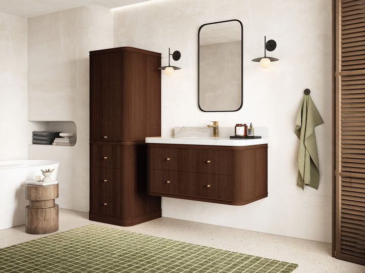 Hampton Floating Teak 42 in. W x 22 in. D Single Sink Bathroom Vanity (Dark Walnut) - photo 2