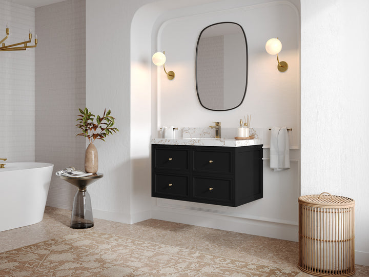 Roswell Floating 36 in. W x 22 in. D Center Sink Bathroom Vanity - photo 2
