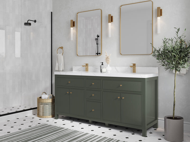 Sonoma 72 in W x 22 in D Free Standing Reeded Double Sink Bathroom Vanity - photo 2