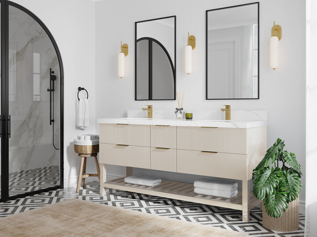 Catalina 72 in. W x 22 in. D Double Sink Bathroom Vanity in Fine Grain with Countertop - Side View
