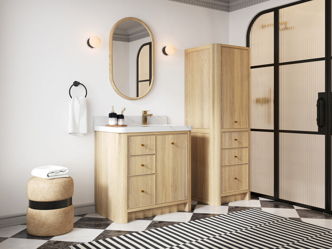 Orlando Oak 36 in. W x 22 in. D Right Offset Sink Bathroom Vanity