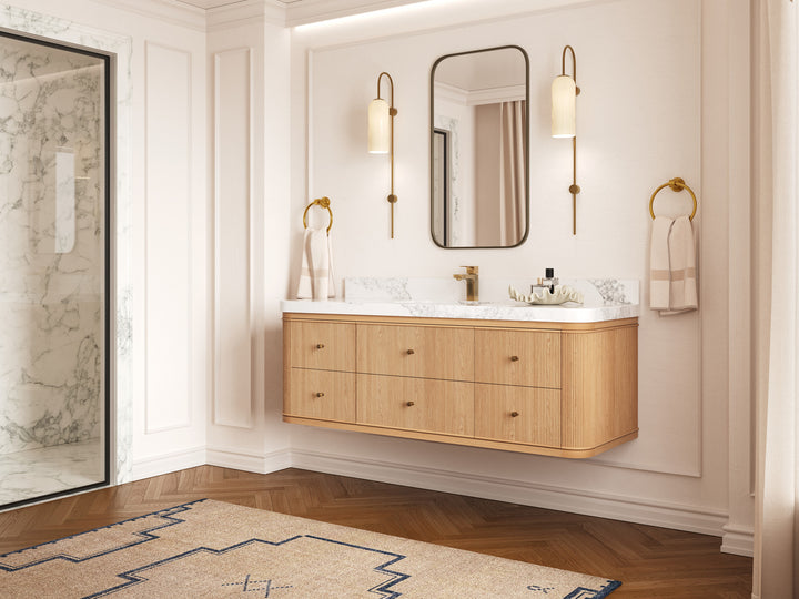 Hampton Floating White Oak 60 in. W x 22 in. D Single Sink Bathroom Vanity - photo 2