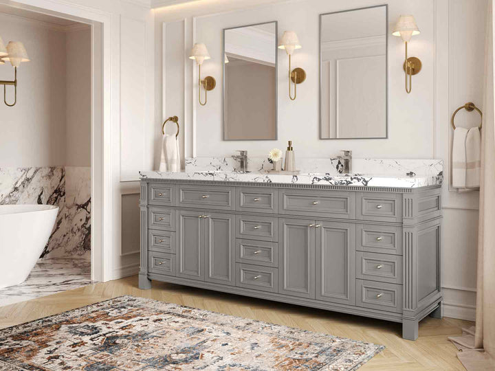 Paris 84 in. W x 22 in. D Double Sink Bathroom Vanity - photo 2