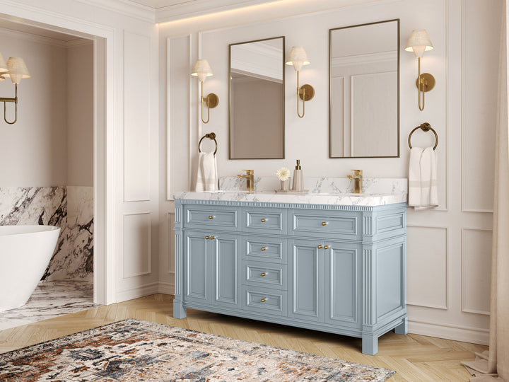 Paris 60 in. W x 22 in. D Double Sink Bathroom Vanity - photo 2