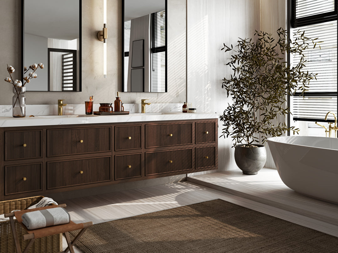 Sonoma Floating Teak 84 in. W x 22 in. D Double Sink Bathroom Vanity