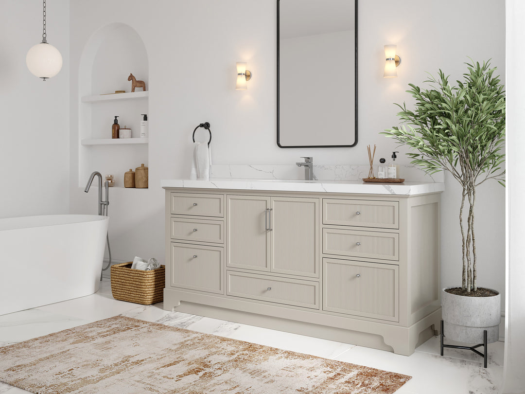 Alys 72 in. W x 22 in. D Single Sink Bathroom Vanity in Fine Grain with countertop - Side View