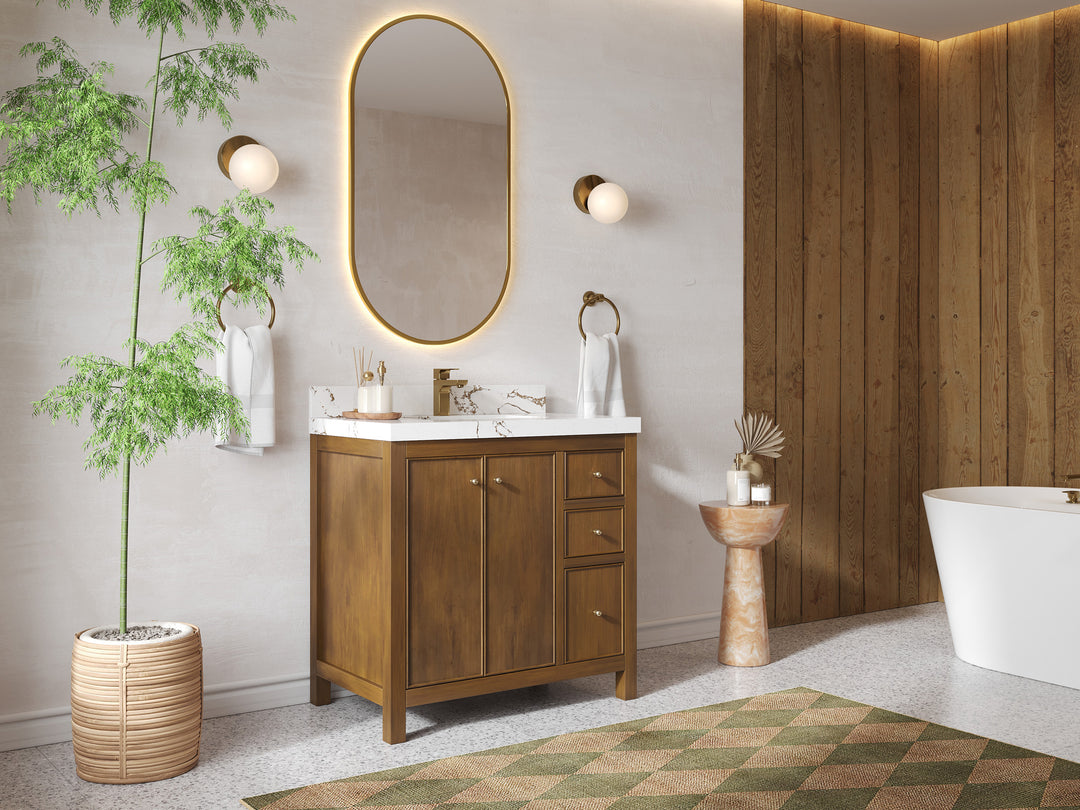 Chicago Teak 36 in. W x 22 in. D Center Sink Bathroom Vanity