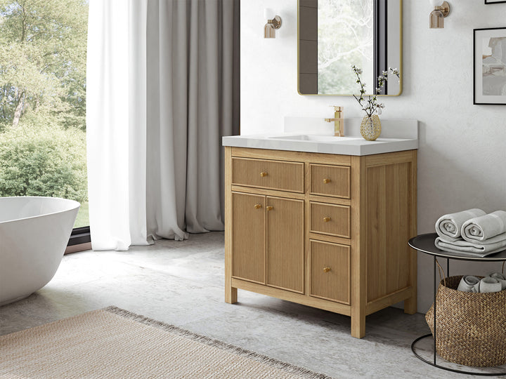 Sonoma Teak Wood 36 in. W x 22 in. D Center Sink Bathroom Vanity - photo 2