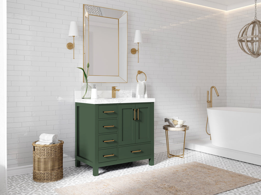 Malibu 36 in. W x 22 in. D Right Offset Sink Bathroom Vanity
