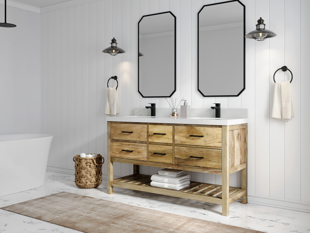 Parker Mango Wood 60 in. W x 22 in. D Double Sink Bathroom Vanity
