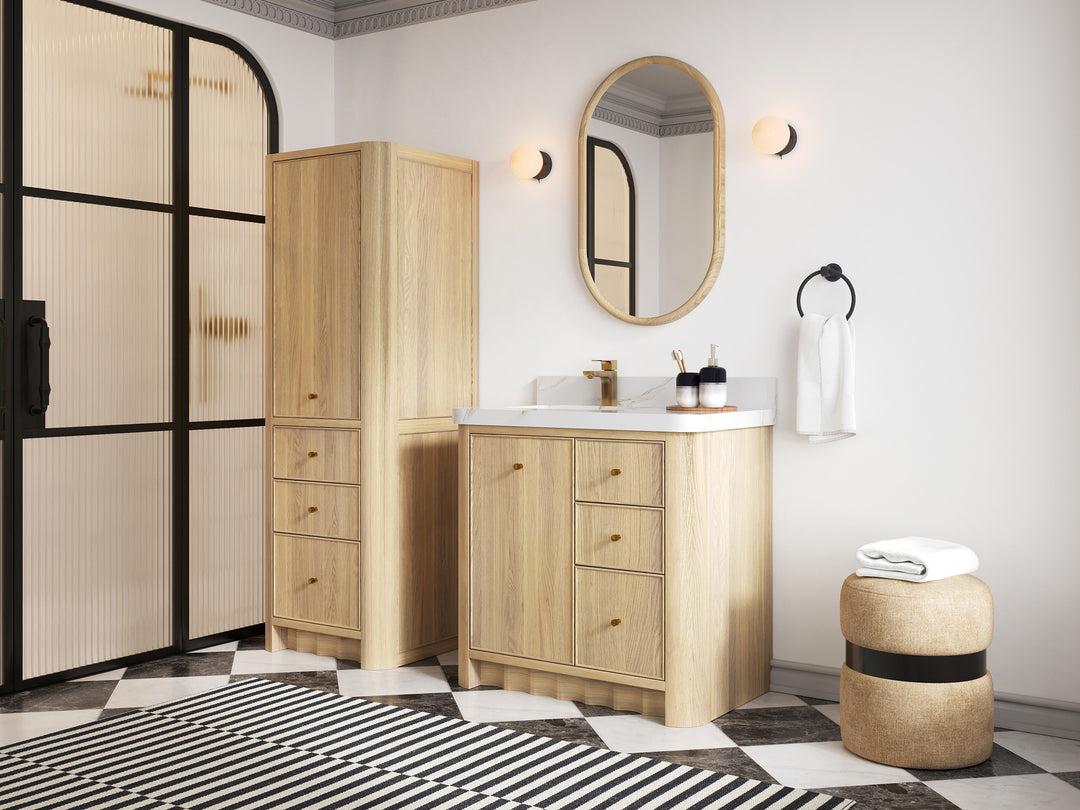 Orlando Oak 36 in. W x 22 in. D Left Offset Sink Bathroom Vanity