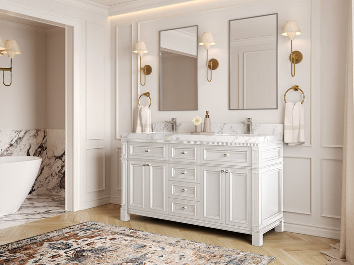 Paris 60 in. W x 22 in. D Double Sink Bathroom Vanity - photo 2