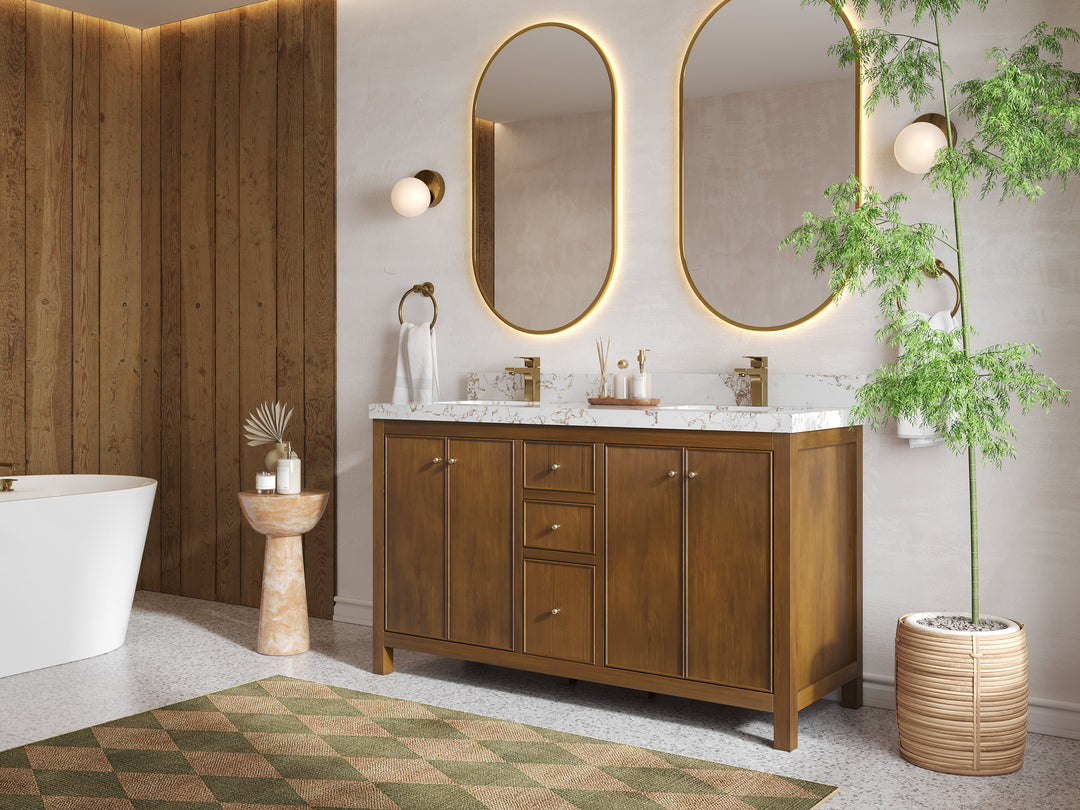 Chicago Teak 60 in. W x 22 in. D Double Sink Bathroom Vanity
