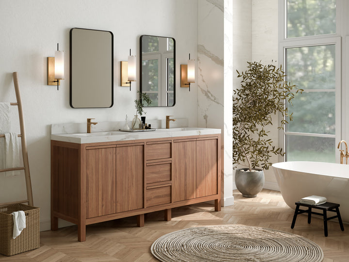 Elizabeth Teak Wood 72 in. W x 22 in. D Double Sink Bathroom Vanity - photo 2