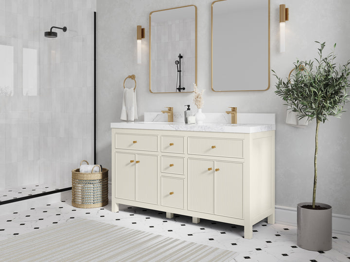 Sonoma 60 in W x 22 in D Free Standing Reeded Double Sink Bathroom Vanity - photo 2