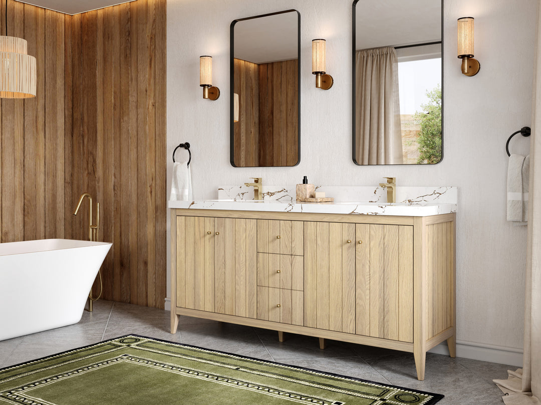 Atlanta White Oak 72 in. W x 22 in. D Double Sink Bathroom Vanity