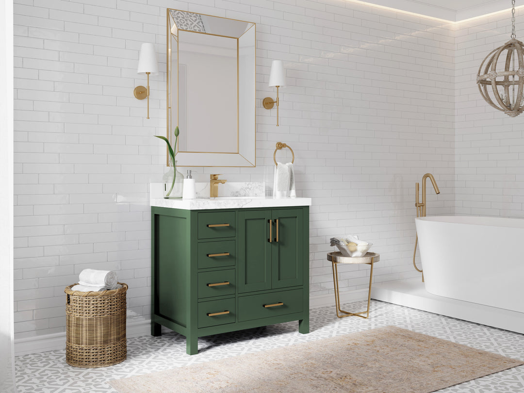 Malibu 36 in. W x 22 in. D Bathroom Vanity Center Sink 2