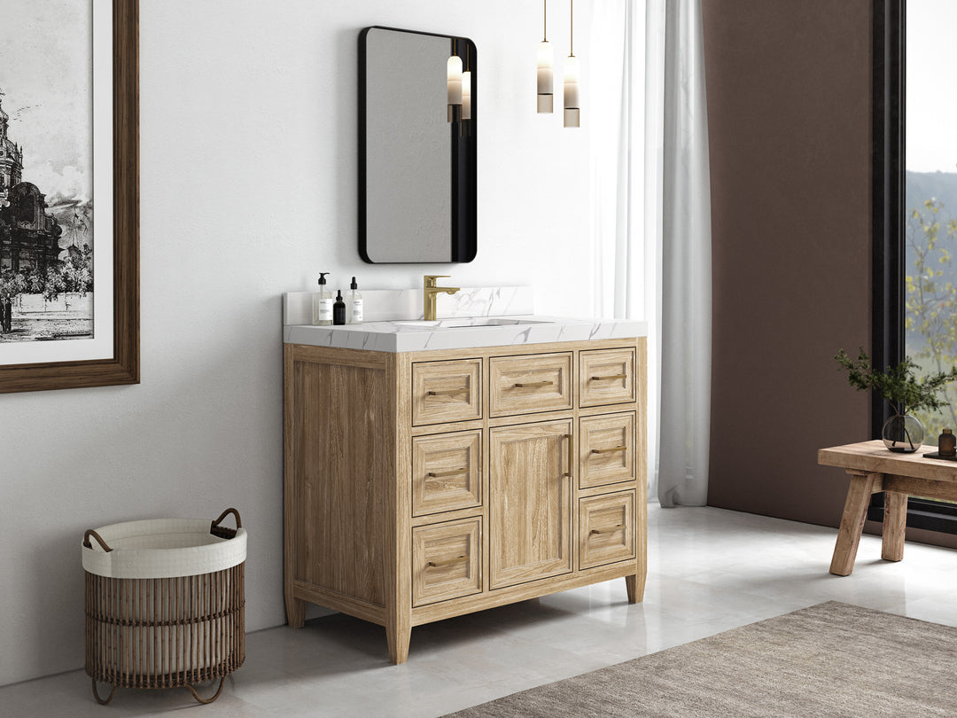 Santa Monica Teak Wood 42 in. W x 22 in. D Single Sink Bathroom Vanity