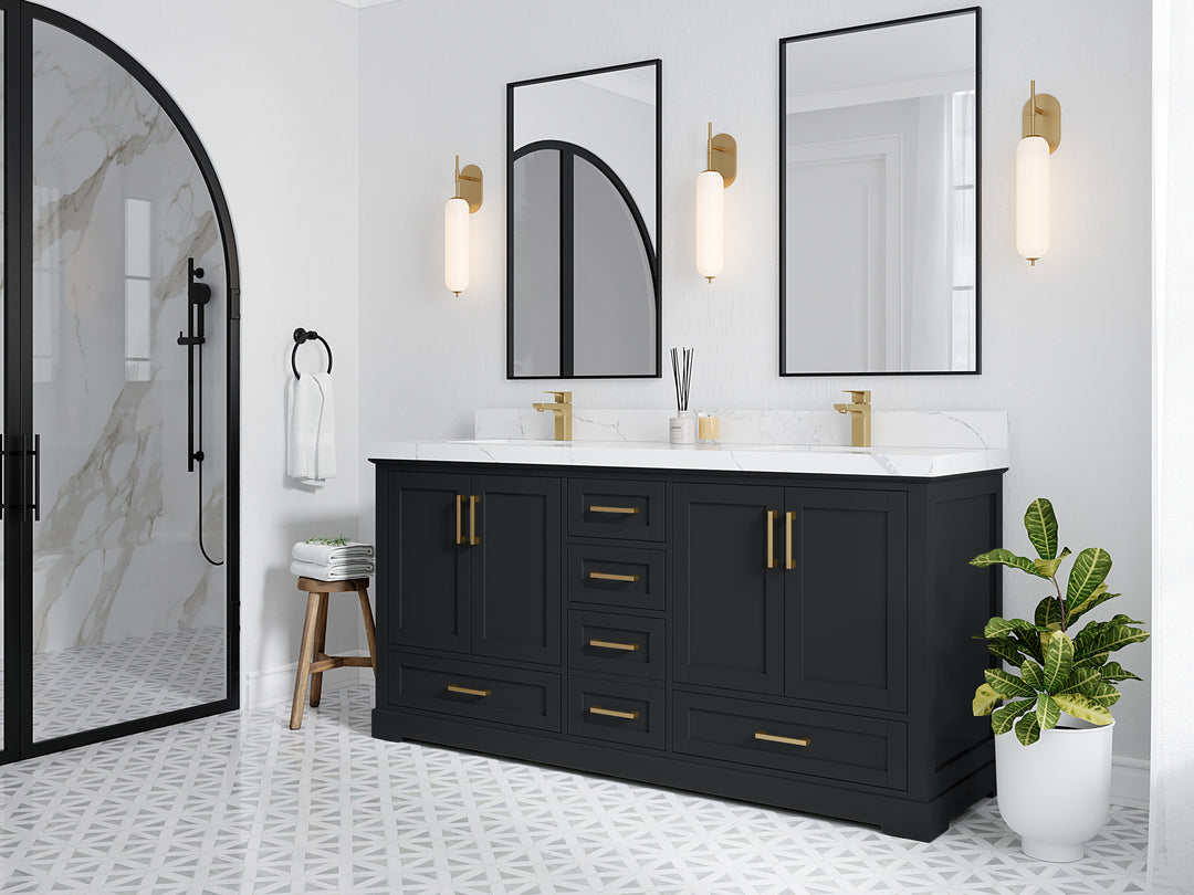 Boston 72 in. W x 22 in. D Double Sink Bathroom Vanity in Wrought Iron with Countertop - Side View