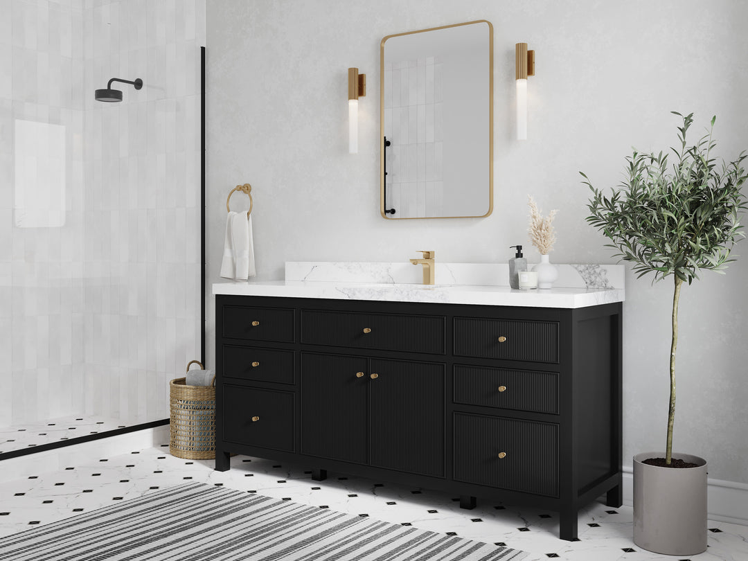 Sonoma 72 in W x 22 in D Free Standing Reeded Single Sink Bathroom Vanity