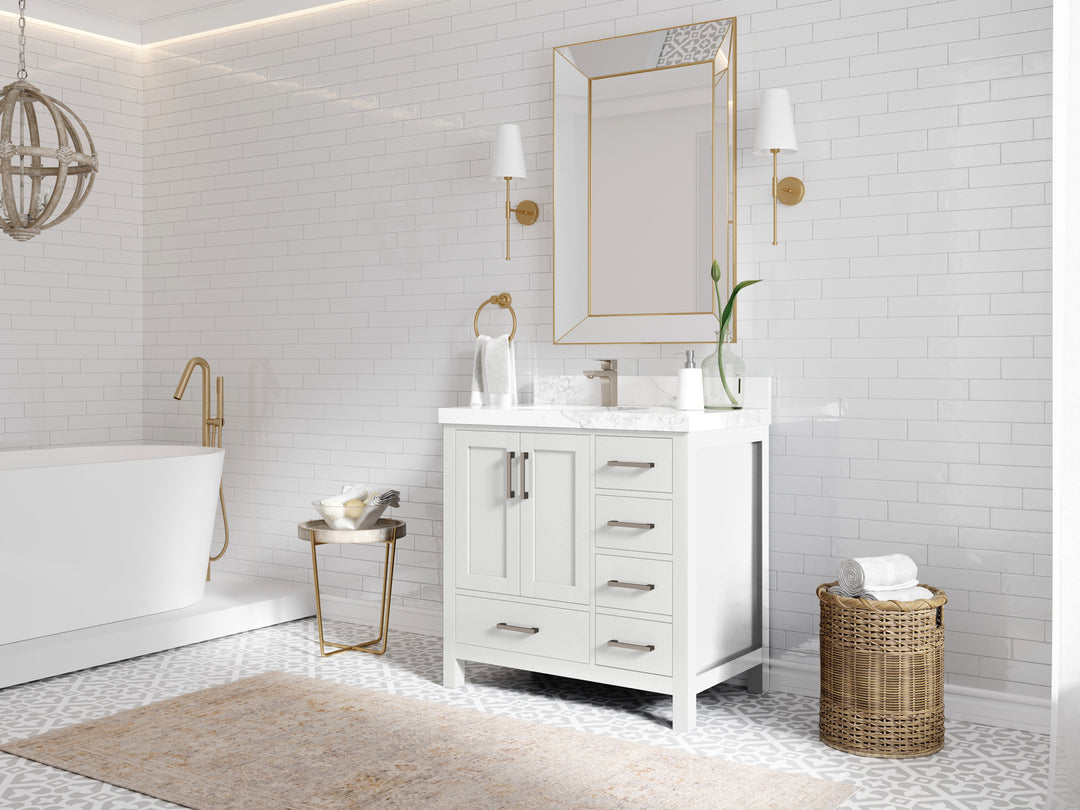 Malibu 36 in. W x 22 in. D Left Offset Sink Bathroom Vanity