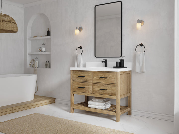 Parker Teak Wood 42 in. W x 22 in. D Single Sink Bathroom Vanity - photo 2