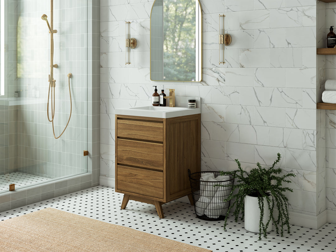 Madison Teak Wood 24 in. W x 22 in. D Single Sink Bathroom Vanity